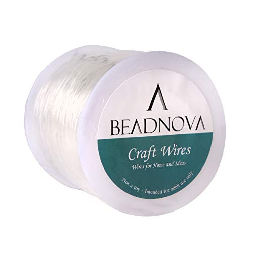 BEADNOVA 1,2 mm Armbandschnur, transparent, Basteldraht, Stretchschnur für Schmuckherstellung, Perlenfaden, elastische Schnur (50 m) von BEADNOVA