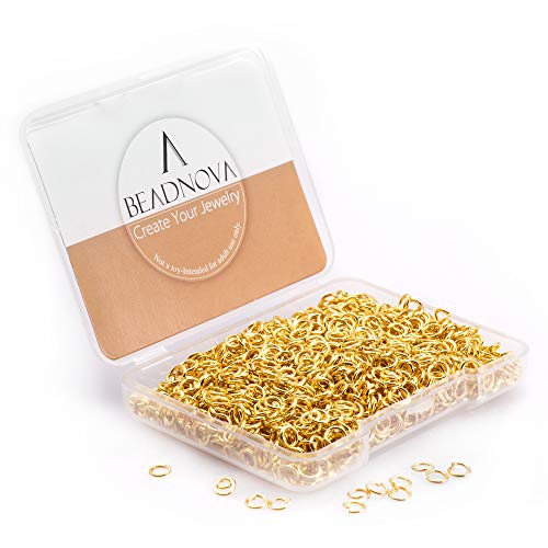 BEADNOVA 4 mm goldene Biegeringe für Schmuckherstellung, offene Biegeringe für Schlüsselanhänger und Halskettenreparatur (300 Stück) von BEADNOVA