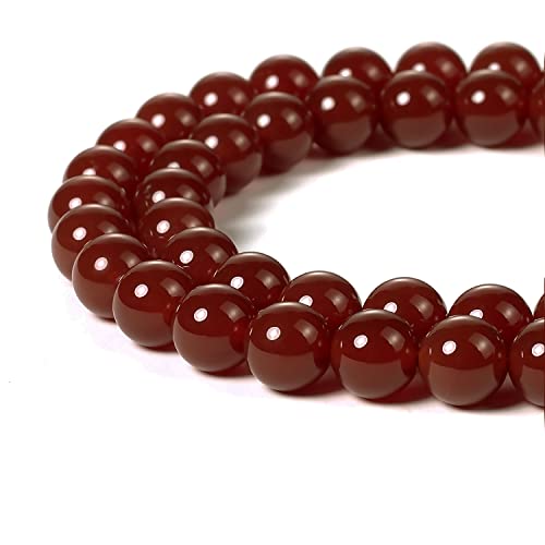 BEADNOVA 8 mm natürliche rote Achat-Edelsteine runde lose Perlen für Schmuckherstellung (45–48 Stück) von BEADNOVA