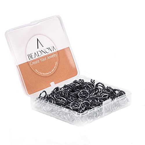BEADNOVA Biegeringe für Schmuckherstellung, 10 mm, Schwarz, für Schmuckherstellung, Zubehör für Schlüsselanhänger (300 Stück) von BEADNOVA