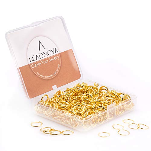BEADNOVA Biegeringe für Schmuckherstellung, Ohrringe, Zubehör für Schlüsselanhänger, 10 mm, Gold, 300 Stück BEADNOVA Biegeringe für Schmuckherstellung, Ohrringe, Zubehör für Schlüsselanhänger, 10 mm, Gold, 300 Stück von BEADNOVA