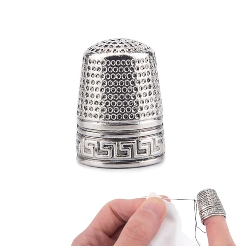 BEADNOVA Fingerhüte zum Handnähen, Fingerhut aus Metall, Nähzubehör und Werkzeuge, Fingerschutz für Handsteppen, Stickerei, Bastelzubehör, DIY-Nähwerkzeuge (Silber, 1 Stück) von BEADNOVA