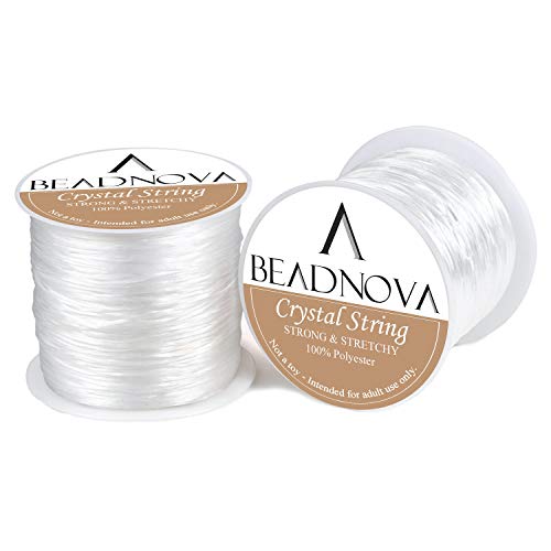 BEADNOVA Kristallschnur, 1 mm, flache Armbandschnur, Perlenfaden, Schmuckkordel, elastische Schnur für Armbänder, Schmuckherstellung (120 m) von BEADNOVA