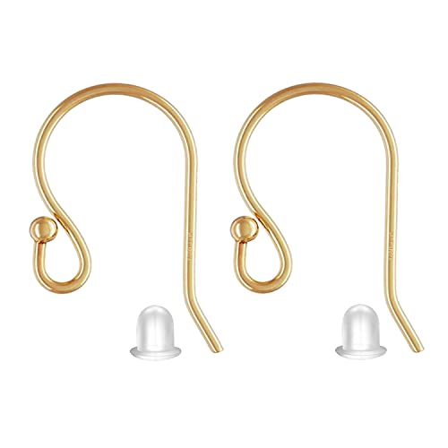 BEADNOVA Ohrringhaken, 14 Karat Gold gefüllt, Kugelpunkt-Ohrdraht mit Gummi-Rückseite, Ohrbügel für Schmuckherstellung, Ohrringzubehör (4 x Ohrdraht und 4 x Verschlüsse, insgesamt 8 Stück) BEADNOVA Ohrringhaken, 14 Karat Gold gefüllt, Kugelpunkt-Ohrdraht mit Gummi-Rückseite, Ohrbügel für Schmuckherstellung, Ohrringzubehör (4 x Ohrdraht und 4 x Verschlüsse, insgesamt 8 Stück) von BEADNOVA