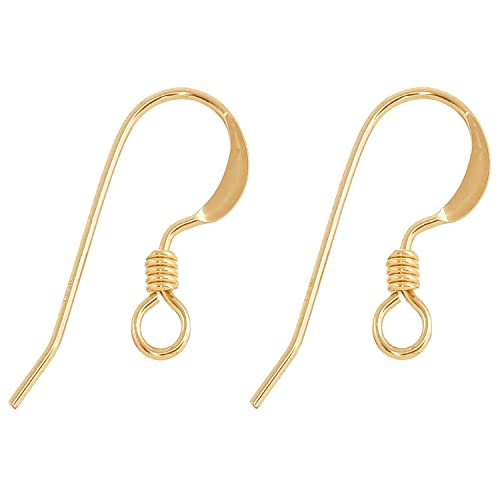 BEADNOVA Ohrringhaken, 4 Stück, 14 Karat Gold gefüllte Ohrring-Sets mit Gummi-Rückseite, Ohrdraht-Haken für Schmuckherstellung, DIY-Ohrstecker, Zubehör (4 x Ohrbügel und 4 x Rücken) von BEADNOVA