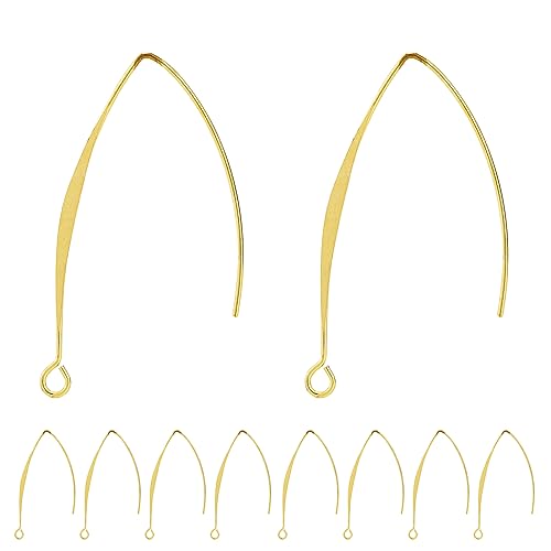 BEADNOVA V-förmiger Ohrdraht, langer Ohrringdraht, Ohrhaken für baumelnde Ohrringe, Schmuckherstellung, Ohrdraht, DIY (Gold, 43 mm, 10 Stück) von BEADNOVA