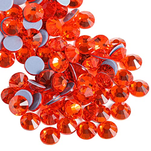 BEADSLAND 1440 Stück Orange Hotfix Strasssteine, Hitzefix Strasssteine zum Basteln, Hotfix Kristall Runde Edelsteine, Orange (SS16/3.8-4.0mm) von BEADSLAND