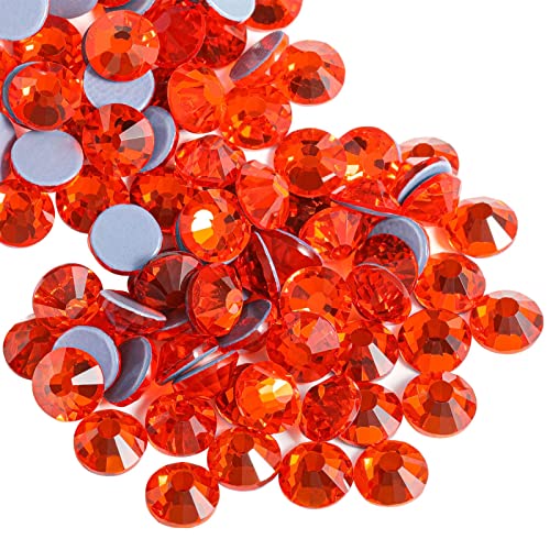 Beadsland 1440 Stück Orange Hotfix Strasssteine, Hitzefix Strasssteine zum Basteln, Hotfix Kristall Runde Edelsteine, Orange (SS16/3.8-4.0mm) von BEADSLAND