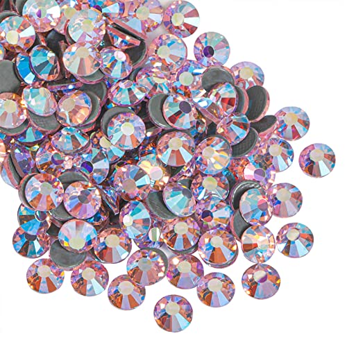 Beadsland Hotfix Strasssteine, 288 Stück Flache Rückseite Kristall Strasssteine zum Basteln Kleidung Basteln Dekoration, Licht Rosa, SS30, 6.3-6.5mm von BEADSLAND