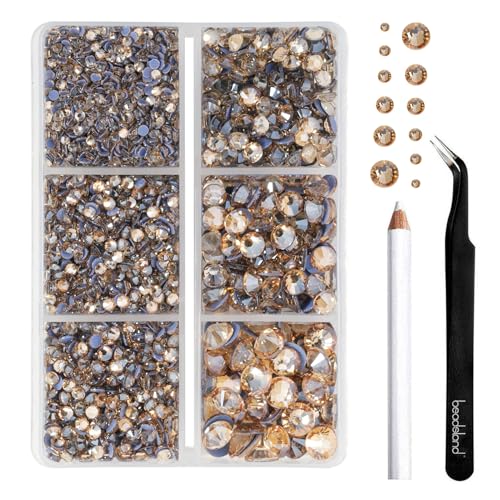 BEADSLAND Hotfix Strasssteine,4000 PCS Goldener Strasssteine für Kleidung Kunsthandwerk gemischt 6 Größen mit Wachsstift und Pinzette Kit, SS6-SS30, Goldener Champagner BEADSLAND Hotfix Strasssteine,4000 PCS Goldener Strasssteine für Kleidung Kunsthandwerk gemischt 6 Größen mit Wachsstift und Pinzette Kit, SS6-SS30, Goldener Champagner von BEADSLAND