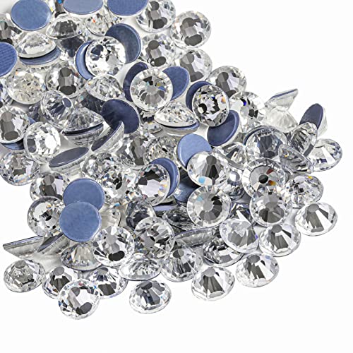 Beadsland 2880 Stück Hotfix Strasssteine, Hitzefix Strasssteine zum Basteln, Hotfix Kristall Runde Edelsteine, Kristall Weiss (SS6/1,9–2,1 mm) von BEADSLAND