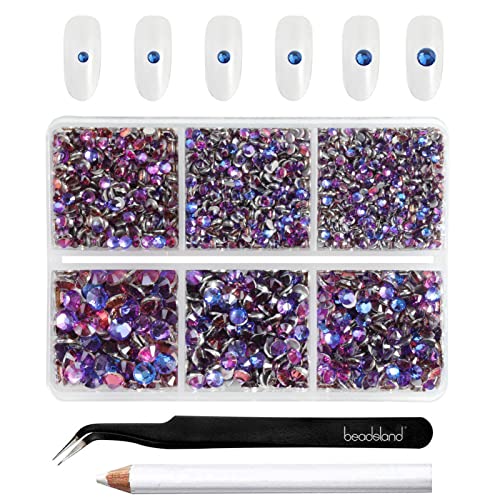 Beadsland 4300 Stück Lila Strasssteine mit flacher Rückseite,Nagelsteine, runde Kristall-Strasssteine zum Basteln, gemischt in 6 Größen, mit Picking-Pinzette und Wachsstift-Set, SS6–SS20,Lila Samt Beadsland 4300 Stück Lila Strasssteine mit flacher Rückseite,Nagelsteine, runde Kristall-Strasssteine zum Basteln, gemischt in 6 Größen, mit Picking-Pinzette und Wachsstift-Set, SS6–SS20,Lila Samt von BEADSLAND