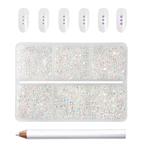 Beadsland 7200pcs Flatback Strasssteine, klar Strasssteine Nagel Edelsteine Runde Kristall Strasssteine für Kunsthandwerk, gemischt 6 Größen mit Wachsmalstift Kit, SS3-SS10, Transparent AB von BEADSLAND