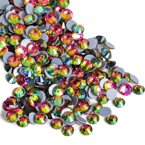 Beadsland Hotfix Strasssteine, 1440 Stück Flatback Kristall Strasssteine zum Basteln, Kleidung, Basteln, Dekorationen, Regenbogen, SS12, 3.0-3.2 mm von BEADSLAND