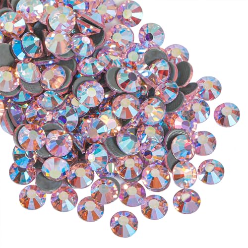 Beadsland Hotfix Strasssteine, 2880 Stück Flache Rückseite Kristall Strasssteine zum Basteln Kleidung Basteln Dekoration, Licht Rosa, SS10, 2.7-2.9mm von BEADSLAND