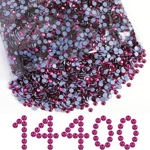 Beadsland Hotfix Strasssteine Bulk,14400pcs Fuchsie Hot Fix Strasssteine für Kunsthandwerk Kleidung DIY Dekoration,Fuchsie,SS16,3.8-4.0mm von BEADSLAND