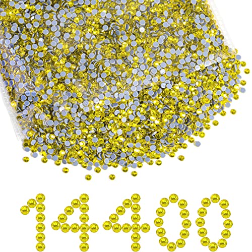 Beadsland Hotfix Strasssteine Bulk,14400pcs Gelbe Hot Fix Strasssteine für Kunsthandwerk Kleidung DIY Dekoration,Lemon Yellow,SS10,2.7-2.9mm von BEADSLAND