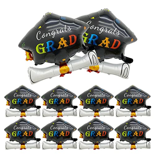 Abschluss Ballona Klasse von 2023 Dekorationen Glückwunsch Gradfolienballons für die Abschlussfeier 10PCS Bachelor Cap, Abschlussdekoration 2023 von BEAHING