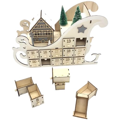 Adventskalender aus Holz, Adventskalender für die Weihnachtsvorderseite in Schlittenform aus Holz Kalender mit Weihnachtsbaum und 24 leere Schubladen Weihnachts-Countdown-Kalender für Zuhause Adventskalender aus Holz, Adventskalender für die Weihnachtsvorderseite in Schlittenform aus Holz Kalender mit Weihnachtsbaum und 24 leere Schubladen Weihnachts-Countdown-Kalender für Zuhause von BEAHING
