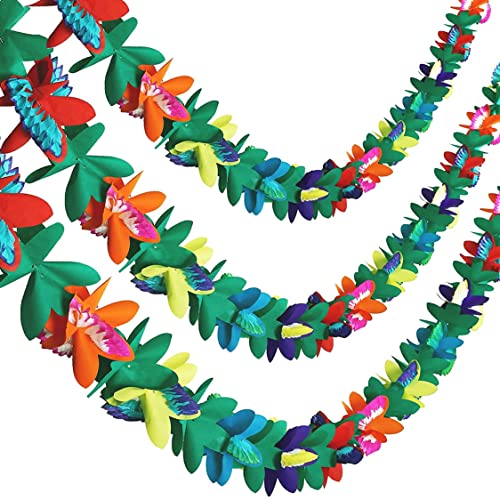 BEAHING 3 Pack Tropical Paper Flower Girland Dekorationen, Tissue Flower Banner für hawaiianische Luau Sommer Tiki Bar Tropical Party Decor, 1 von BEAHING