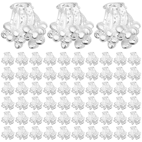 BEAHING Staubblätter für Blumenherstellung, 100 -pcs Blütenperlen, Legierung Staubblätter für Blumenherstellung Silber 6,5 x 6,8 mm Blütenblütenanschlüsse für DIY -Schmuck, Blumenstaub für Handwerks von BEAHING