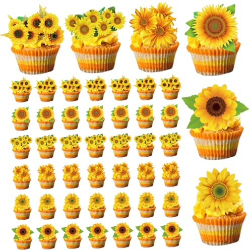 BEAHING Sunflower Cupcake Toppers, Cupcake Toppers, 48pcs 6 Styles Sonnenblumenkuchen -Topper, einfach zu bedienende Geburtstags -Cupcake -Topper für Themen Bithday School Party BEAHING Sunflower Cupcake Toppers, Cupcake Toppers, 48pcs 6 Styles Sonnenblumenkuchen -Topper, einfach zu bedienende Geburtstags -Cupcake -Topper für Themen Bithday School Party von BEAHING