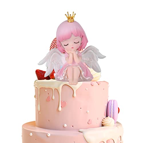Baby Girl Figur Cake Topper Engel Kuchen Dekor Car Desktop Ornamente Babyparty Party Supply für Abschlussgeschenk 11.5 * 12 cm, Engelskuchen Topper von BEAHING