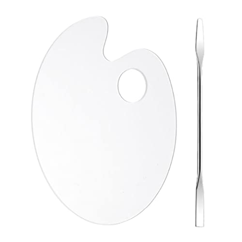 Make -up -Mischpaletten, Make -up -Mischpalette Acryl transparent kosmetische Farbmischschale mit Spatel Oval, Make -up -Mischpalette von BEAHING