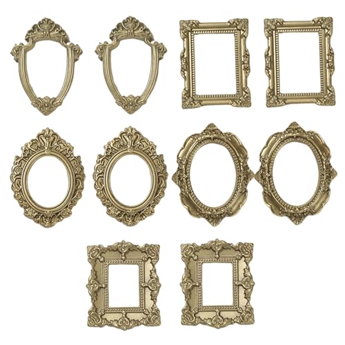 Mini -Bildrahmen, Mini Goldrahmen 10pcs 5 Stil Vintage Bild DIY Friendly Decorative Harzfotohalter für Tischplatten, Regal, Stufe Tablett von BEAHING
