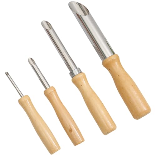Strohloch Puncher, Stroh Puncher für Plastikdeckel Limonade, 4pcs Metall mit Holz für Zuhause von BEAHING