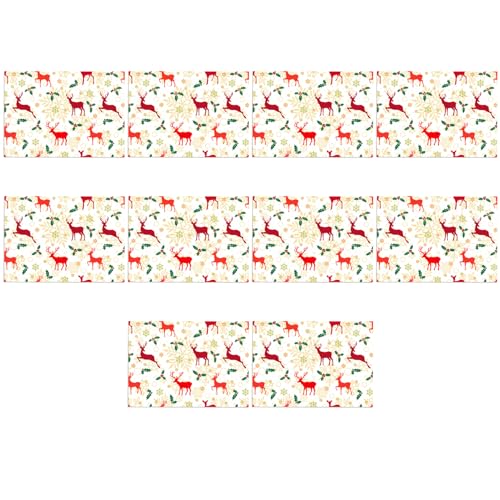 BEALIFE 10 Stück/Set, vielseitige Weihnachts Geschenkpapierbögen, festliche Geschenke für die Lieben, helle Muster, dickes Rentiermuster, fünf von BEALIFE