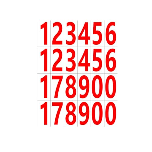 BEALIFE 20 Stück wasserfeste und ölbeständige Selbstklebende Zahlenaufkleber, einfach anzubringende und langlebige Selbstklebende Buchstabenaufkleber, Rote Zahlen von BEALIFE