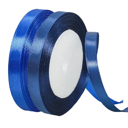 2 Rollen Satinband 10mm Breit, Geschenkband Brau und Marineblau Schleifenband Stoff Satinbänder für Blumensträuße, Geschenkverpackung, Weihnachten, Hochzeit und DIY Kunsthandwerk von BEALIFOUAM