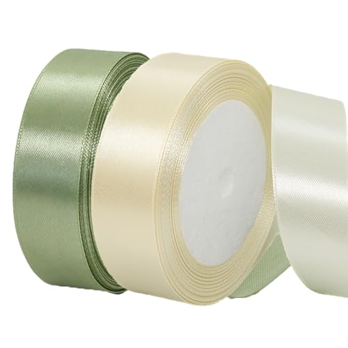 2 Rollen Satinband 20mm Breit, Geschenkband Beige und Eukalyptus Grün Schleifenband Stoff Satinbänder für Blumensträuße, Geschenkverpackung, Weihnachten, Hochzeit und DIY Kunsthandwerk 2 Rollen Satinband 20mm Breit, Geschenkband Beige und Eukalyptus Grün Schleifenband Stoff Satinbänder für Blumensträuße, Geschenkverpackung, Weihnachten, Hochzeit und DIY Kunsthandwerk von BEALIFOUAM