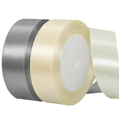2 Rollen Satinband 20mm Breit, Geschenkband Beige und Grau Schleifenband Stoff Satinbänder für Blumensträuße, Geschenkverpackung, Weihnachten, Hochzeit und DIY Kunsthandwerk 2 Rollen Satinband 20mm Breit, Geschenkband Beige und Grau Schleifenband Stoff Satinbänder für Blumensträuße, Geschenkverpackung, Weihnachten, Hochzeit und DIY Kunsthandwerk von BEALIFOUAM