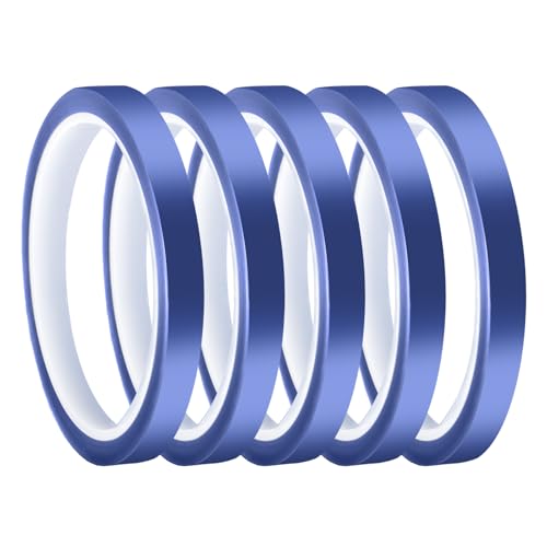 BEASAFY 5 Rollen 10mmx33m Hitzebeständiges Klebeband, Hochtemperatur Blaue Sublimation Klebeband, Starke Paste Thermo Klebeband Geeignet für 3D-Drucker, Elektronische Leiterplatten von BEASAFY
