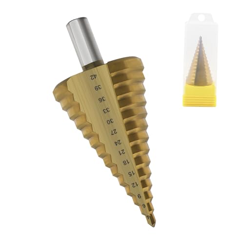 BEASAFY HSS Stufenbohrer Metall Kegelbohrer Ø 4-42mm, 14 Stufen Schälbohrer, Metallbohrer Stufenbohrer Edelstahl Bohrer, Lochbohrer Fräsbohrer Stahlbohrer für Holz, Kunststoff, Metall von BEASAFY