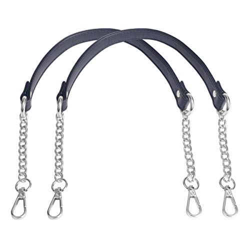 BEAULEGAN Handtaschenketten Griffe 鈥� Mikrofaser Leder 鈥� 60 cm band f眉r Damen Tasche/b枚rse, 2 St眉ck (schwarz/silber) von BEAULEGAN