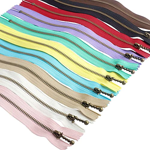 Beaulegan Metall-Reißverschlüsse, 10 Stück, Nr. 3, antikes Messing, geschlossenes Ende, 20 cm, verschiedene Farben von BEAULEGAN