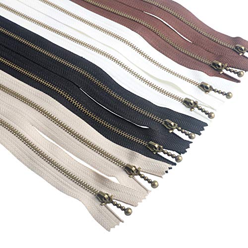 Beaulegan Metallreißverschluss-Set, 8-teilig, #3, antikes Messing, geschlossenes Ende, 30 cm, verschiedene Farben von BEAULEGAN