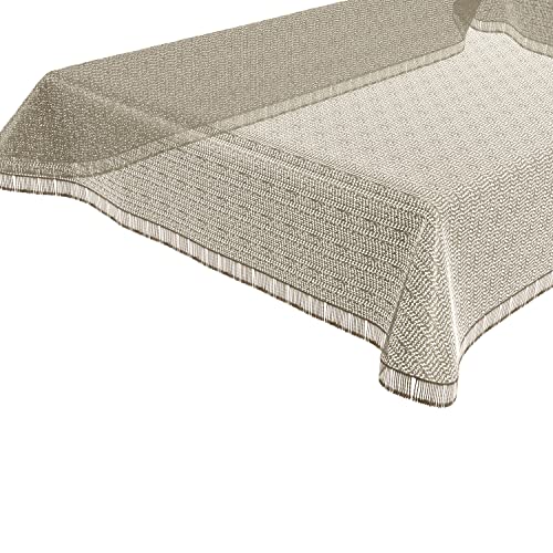 BEAUTEX Moa Weichschaum Tischdecke mit Fransen, Garten, Balkon, Terrasse, Camping - Eckig 130x160 cm, Beige von BEAUTEX