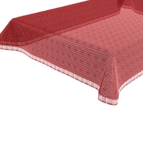 BEAUTEX Moa Weichschaum Tischdecke mit Fransen, Garten, Balkon, Terrasse, Camping - Eckig 130x160 cm, Rot von BEAUTEX