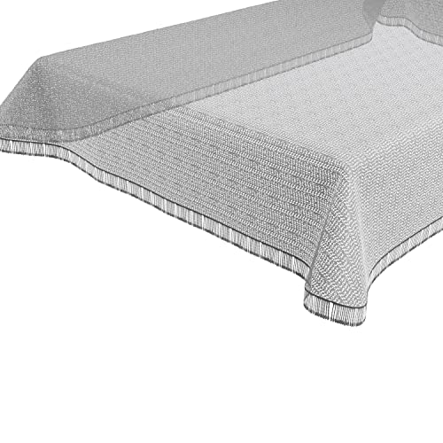 BEAUTEX Moa Weichschaum Tischdecke mit Fransen, Garten, Balkon, Terrasse, Camping - Eckig 130x220 cm, Hellgrau von BEAUTEX