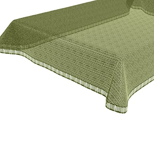 BEAUTEX Moa Weichschaum Tischdecke mit Fransen, Garten, Balkon, Terrasse, Camping - Rund 140 cm, Hellgrün von BEAUTEX