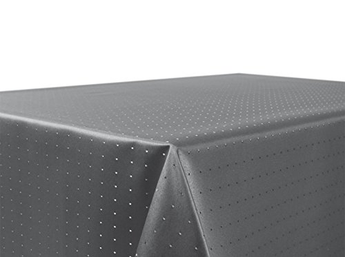 BEAUTEX Tischdecke Damast Punkte - Bügelfreies Tischtuch - Fleckabweisende, Pflegeleichte Tischwäsche - Tafeltuch, Eckig 130x260 cm, Grau von BEAUTEX