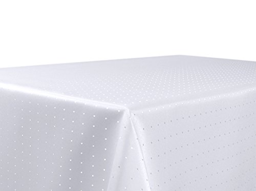BEAUTEX Tischdecke Damast Punkte - Bügelfreies Tischtuch - Fleckabweisende, Pflegeleichte Tischwäsche - Tafeltuch, Eckig 130x260 cm, Weiss von BEAUTEX