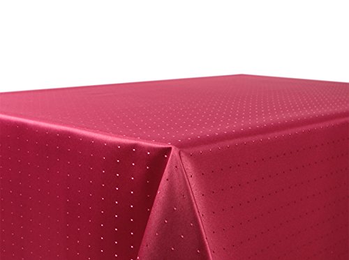 BEAUTEX Tischdecke Damast Punkte - Bügelfreies Tischtuch - Fleckabweisende, Pflegeleichte Tischwäsche - Tafeltuch, Oval 135x180 cm, Bordeaux von BEAUTEX
