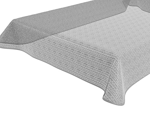 BEAUTEX Tokio Weichschaum Tischdecke mit Paspelband, Garten, Balkon, Terrasse, Camping - Größe und Farbe wählbar - Eckig 110x140 cm, Hellgrau von BEAUTEX