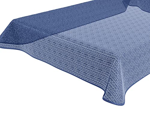 BEAUTEX Tokio Weichschaum Tischdecke mit Paspelband, Garten, Balkon, Terrasse, Camping - Größe und Farbe wählbar - Eckig 130x160 cm, Blau von BEAUTEX