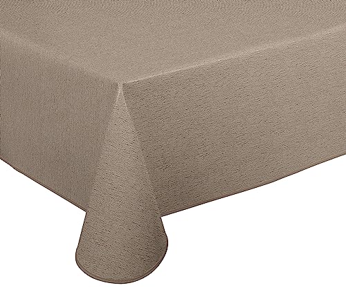 Wachstuch Tischdecke abwischbar rutschfest mit Paspelband Eckig Rund Oval, Motiv Farbe Größe wählbar (Leinenstruktur Braun, Eckig 110x140 cm) von BEAUTEX